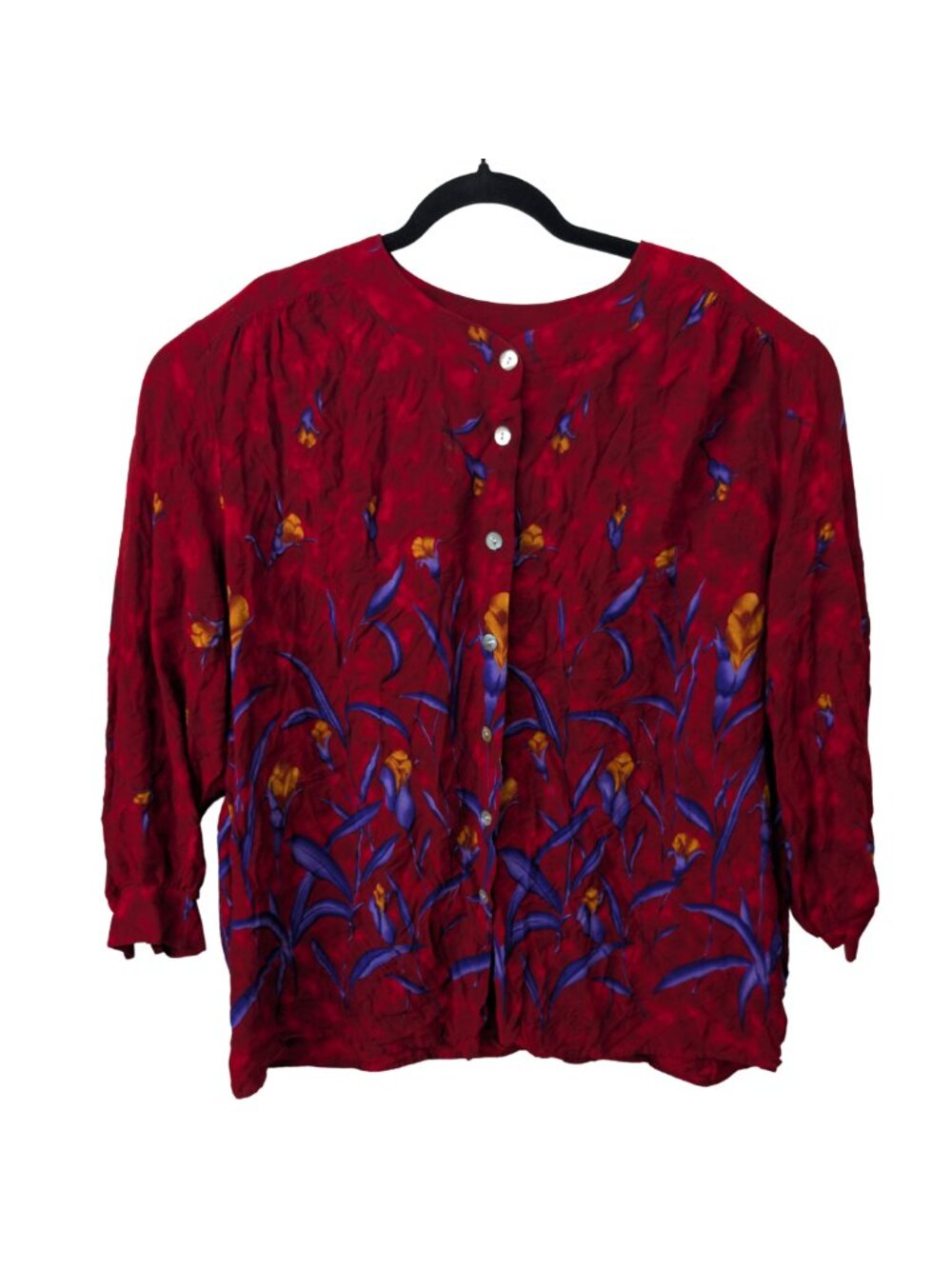 Vintage Top Notch 100% Rayon Floral Button Front Blouse Size 2X